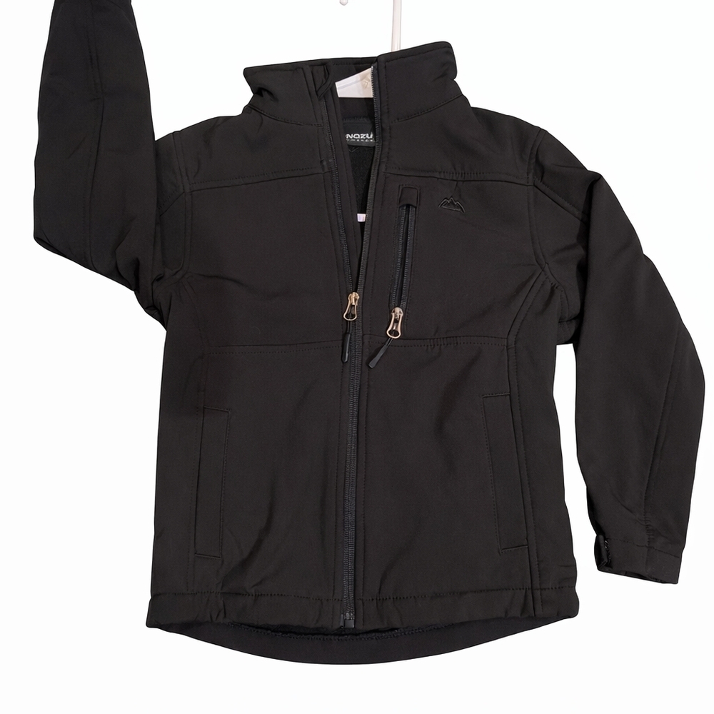 Snozu Black Kids Softshell Rain Jacket with Zippered Pockets